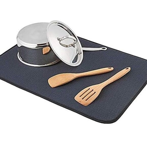Dish Drying Mat XL Duel Surface 18 x 24 Rapid Dry Mesh Microfiber padded - Picture 2 of 5